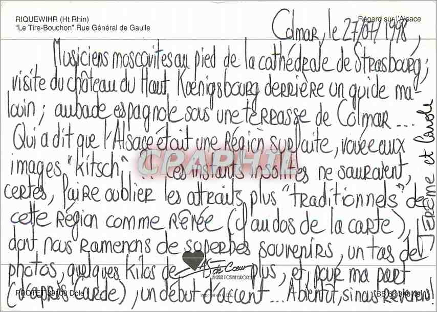 CPM Riquewihr (Ht Rhin) Le tire Bouchon Rue general de Gaulle — Rückseite