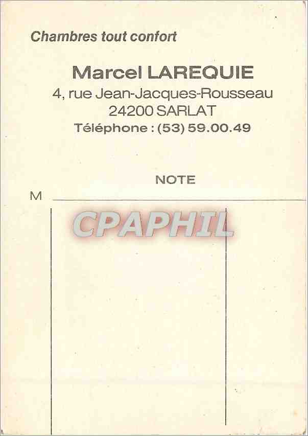 CPM Chambres tour Confort Marcel Larequie — Back