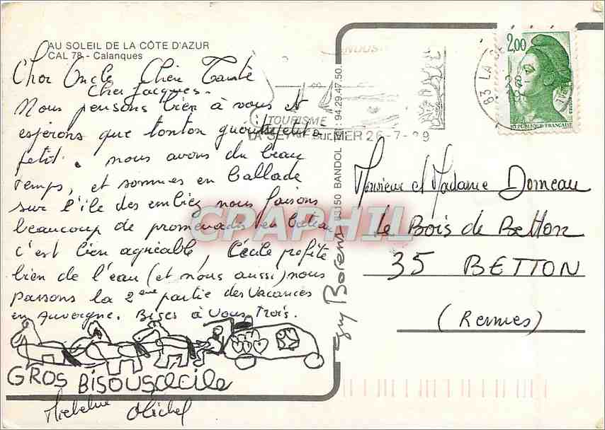 CPM Au soleil de la Cote d'Azur Calanque — Verso