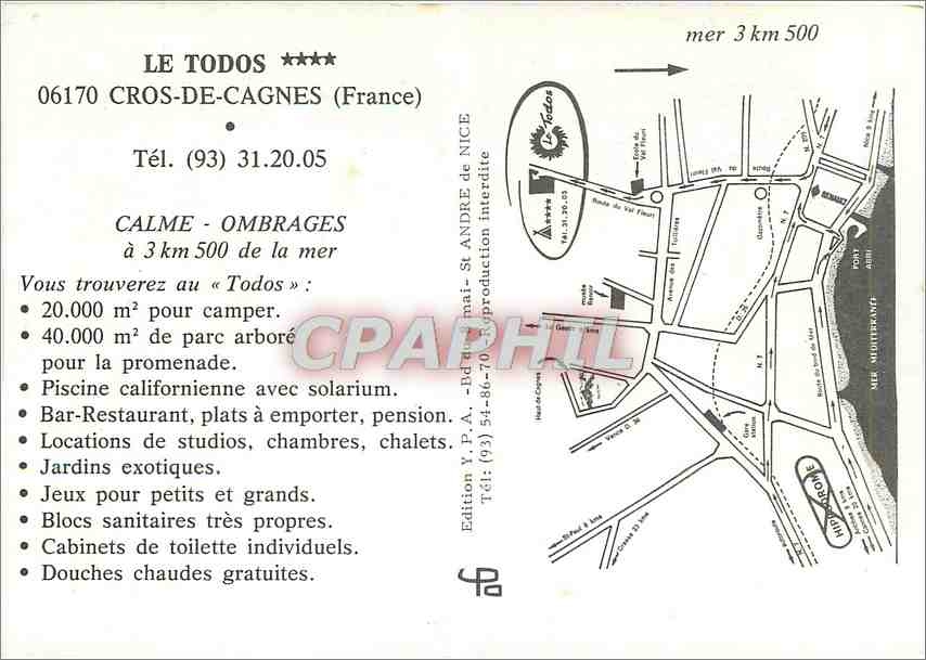 CPM Cros de Cagnes (France) le Todos — Verso