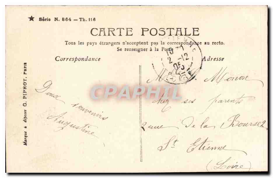 Miss Robinson — Portrait en couleur avec roses — Sazerac Paris — Verso