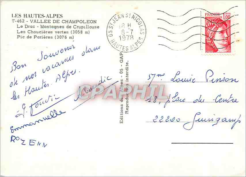 Les Hautes-Alpes — Vallée de Champoleon — Éditions des Alpes — Verso