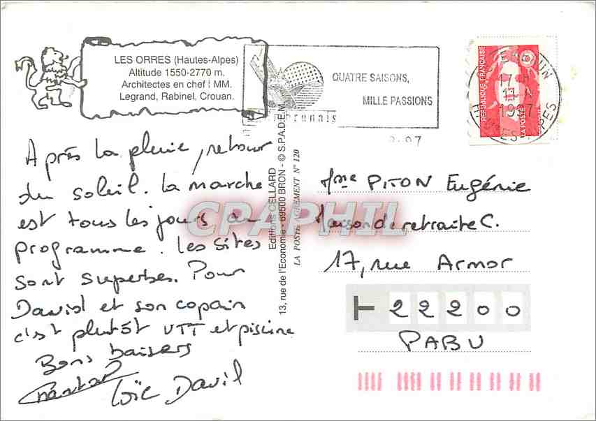 Les Orres — Dauphiné — Éditeur Cellaard, n° 120 — Rückseite