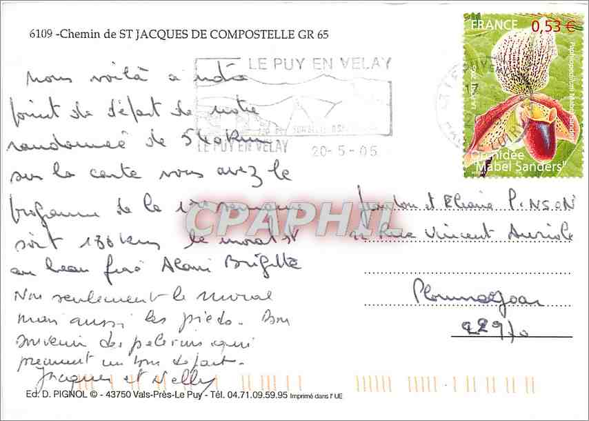 CPM Chemin de St Jacques de Compostelle Gr — Rückseite