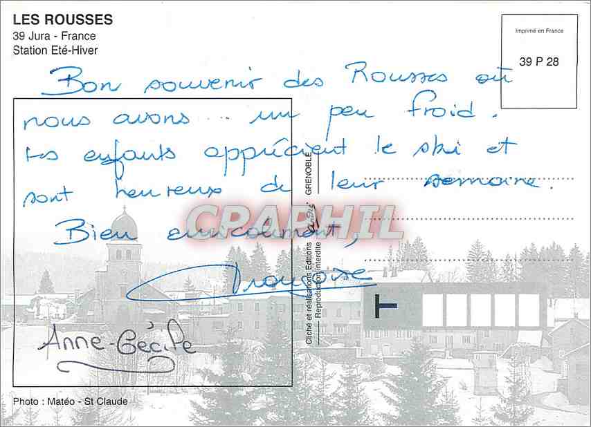 CPM Les Rousses Jura France Station Ete Hiver — Rückseite