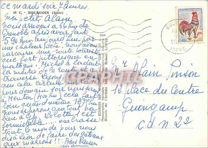Bourgoin — Isère — éditeur Combiér — Verso