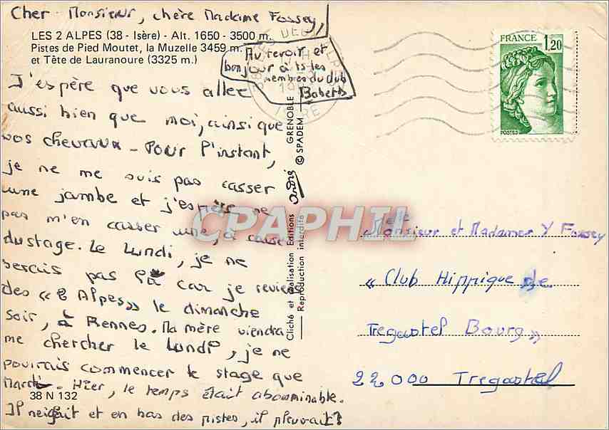 Les Alpes — skieurs sur pente enneigée — éditeur Les 2 Alpes — Back