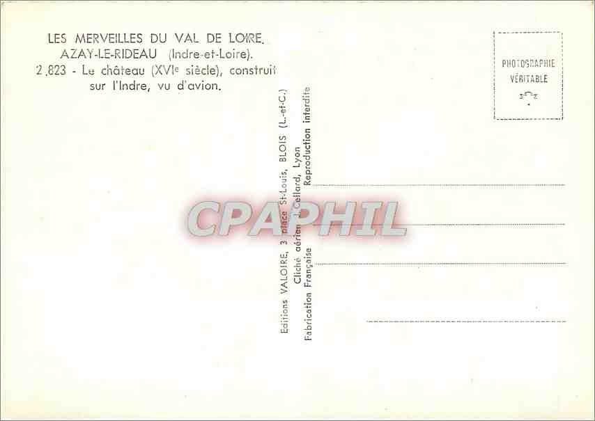 CPM Azay le Rideau (I et L) Le Chateau (XVIe s) construit sur l'Indre vu d'avion — Rückseite