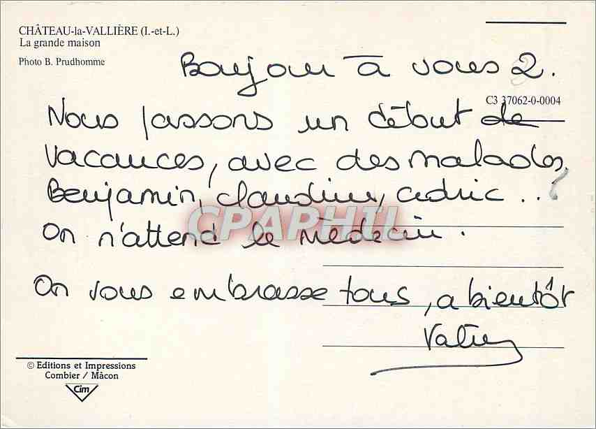CPM Chateau la Valliere (I et L) La grande maison — Rückseite