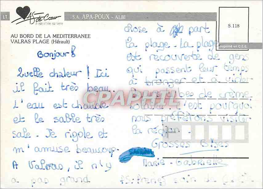 CPM Au bords de la mediterranee Valras Plage (Herault) — Rückseite