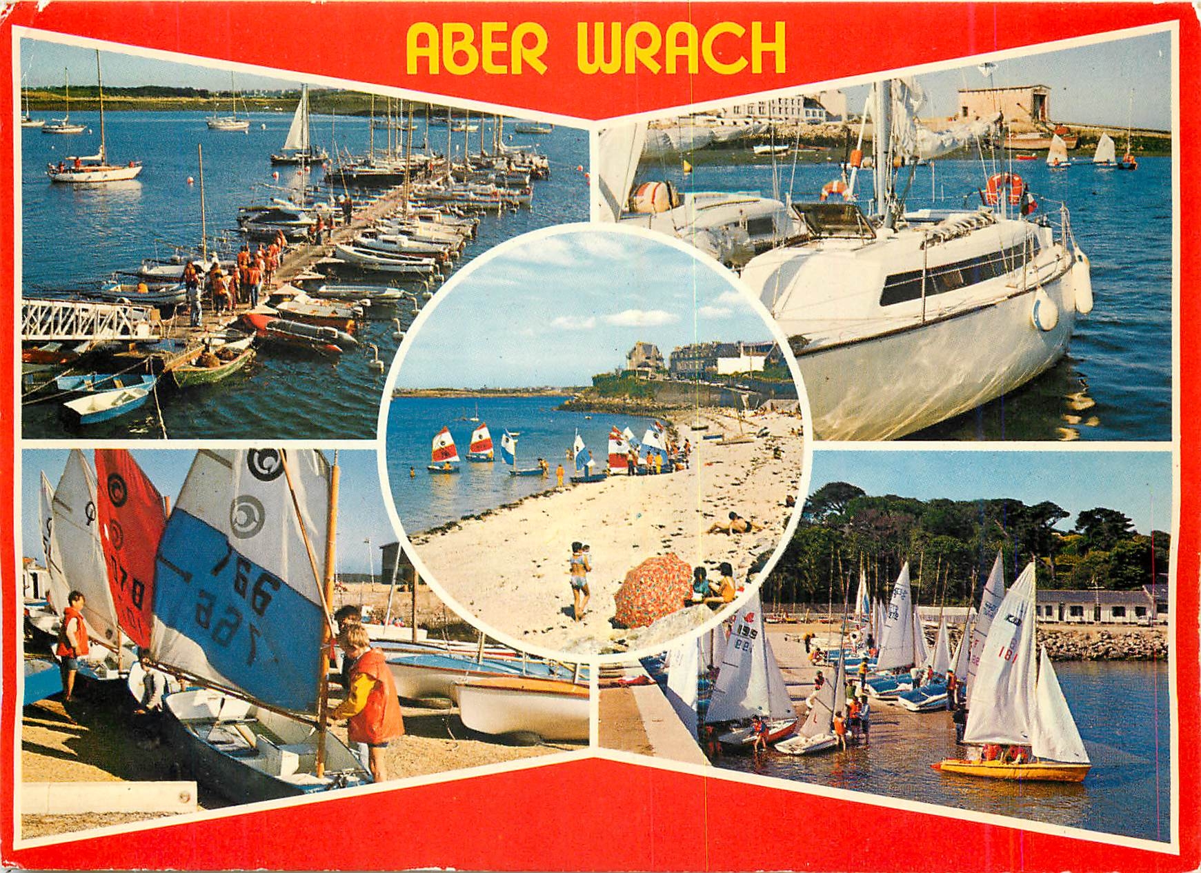 CPM L'Aber Wrac Le port de plaisance l'ecole de voile et la plage