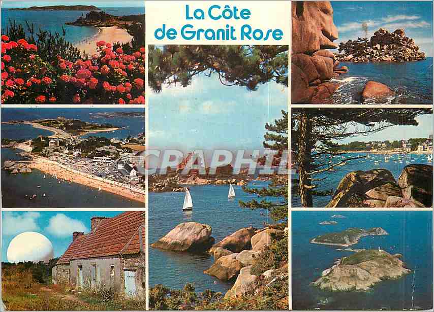 CPM Couleus de Bretagne la Cote de Granit Rose Les circuits touristques de Peros Guirec a Trebeurden