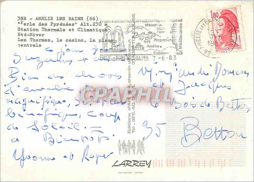 Amélie-les-Bains — Thermes Romaines et place centrale — Éditions d'Art Larrey — Achterkant