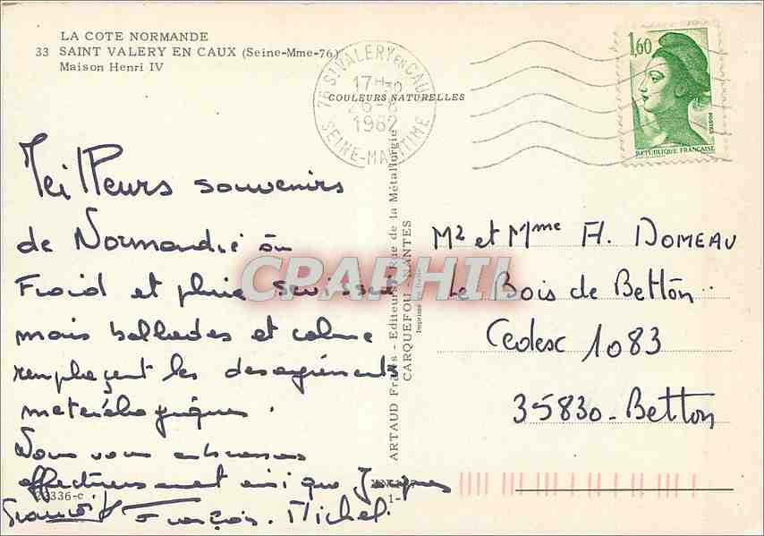 CPM La Cote Normande Saint Valery en caux (Seine M) Maison Henri IV — Rückseite
