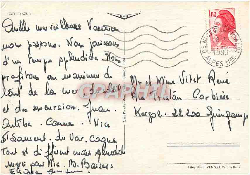 CPM Cote d'Azur — Verso