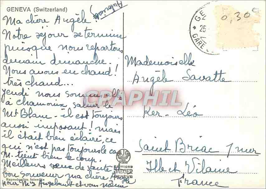 CPM Geneve Vue generale Bateau — Verso
