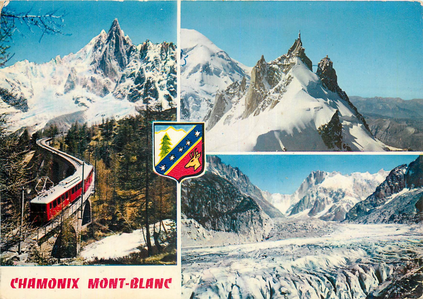 CPM Chamonix Mont Blanc Chemin de fer du Montenvers et aiguille du Dru Train Funiculaire