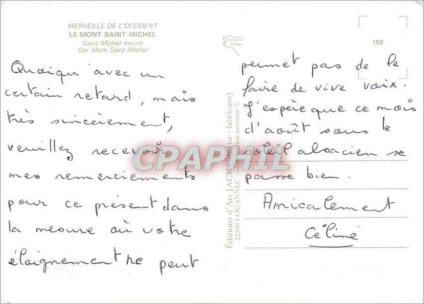 CPM Le Mont Saint Michel Saint Michel mount — Verso