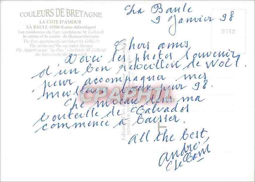 CPM La Cote d'Amour La Baule (Loire Atlantique) le casino et le centre de Thalassotherapie — Rückseite