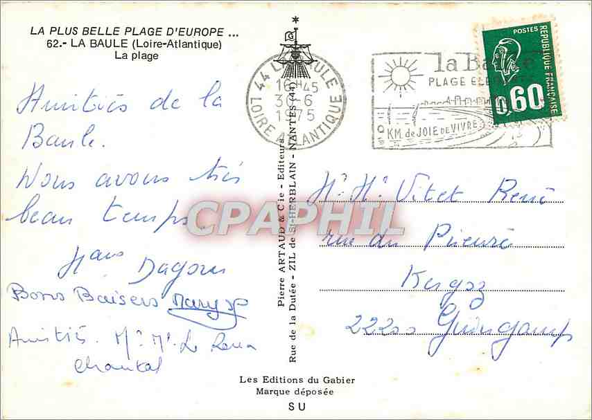 CPM La Plus belle plage d'Europe La Baule (Loire Atlantique) la Plage — Rückseite