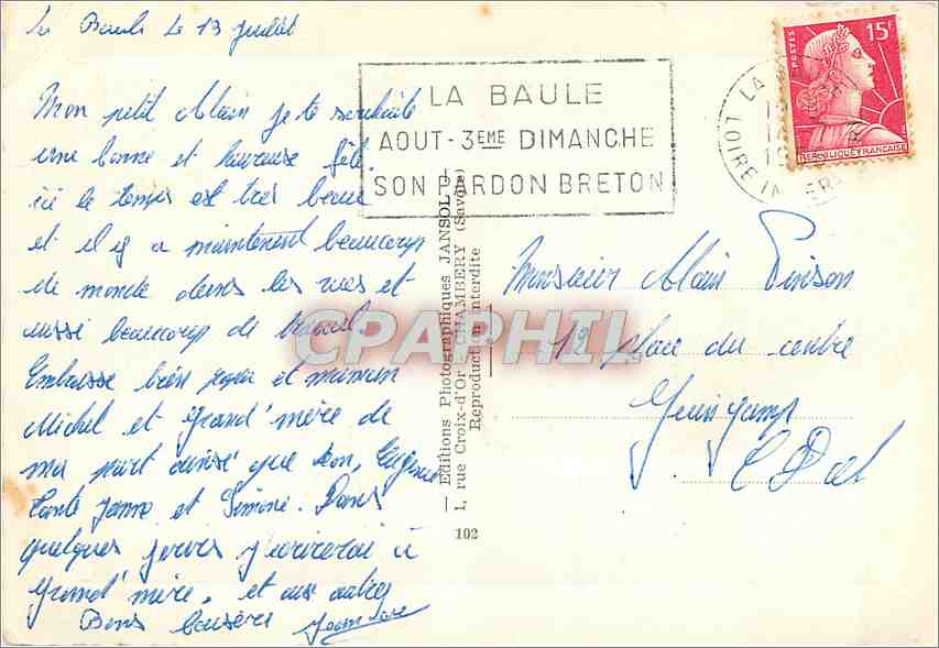 CPM La Baule La Plage et l'esplanade du Casino — Rückseite