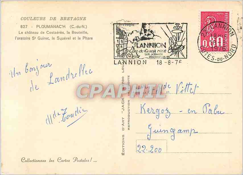 PLOUMANACH — vue panoramique — Éditions 'Jack' — Rückseite