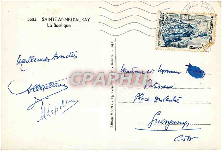 CPM Sainte Anne d'Auray la Basilique — Verso
