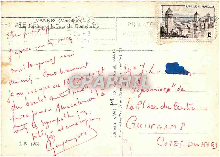 Les Jardins et la Tour du Connétable — Vannes (Morbihan) — Éditions d'Art Française — Rückseite