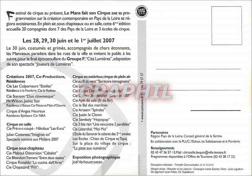 CPM Le Mans Faint son cirque Juillet 2007 — Rückseite