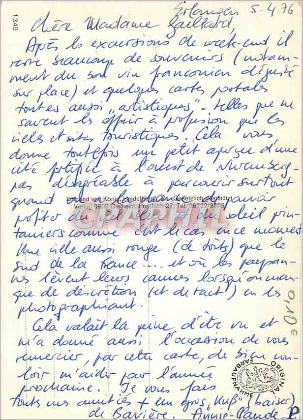 CPM Rothenburg o Tauber — Verso