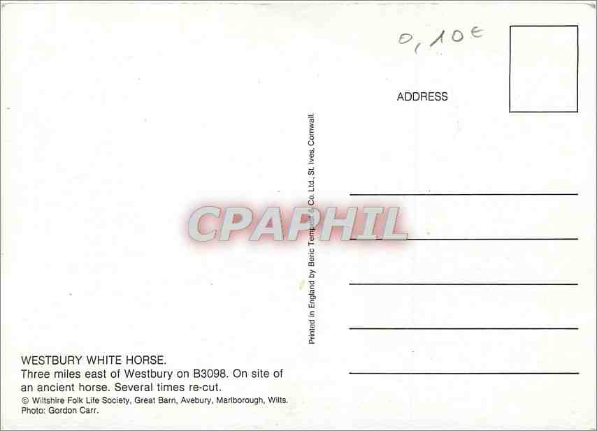 CPM Westbury white horse an ancient horse severat times re cut — Rückseite