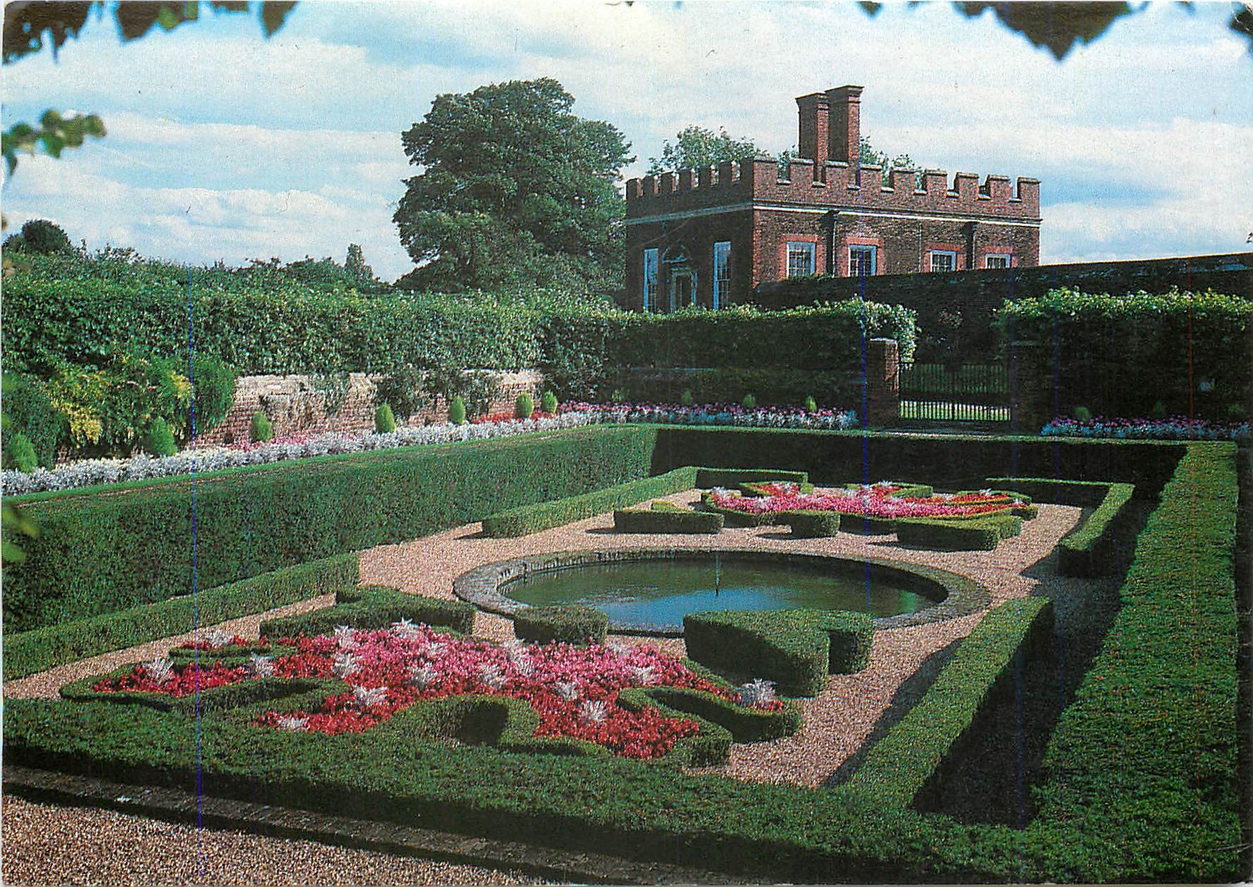 CPM Hampton court Palace London The pond garden and king William III Banqueting house