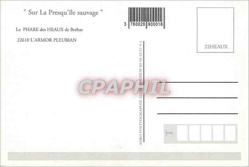 CPM Sur la Presqu'il sauvage Le phare des Heaux de Brehat — Rückseite