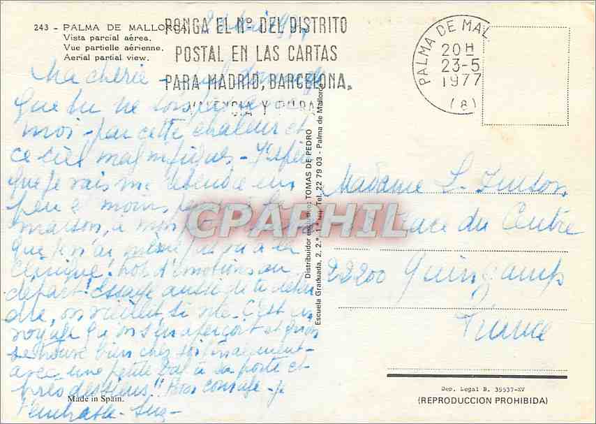 CPM Palma de Mallorca Vue partielle aerienne — Rückseite