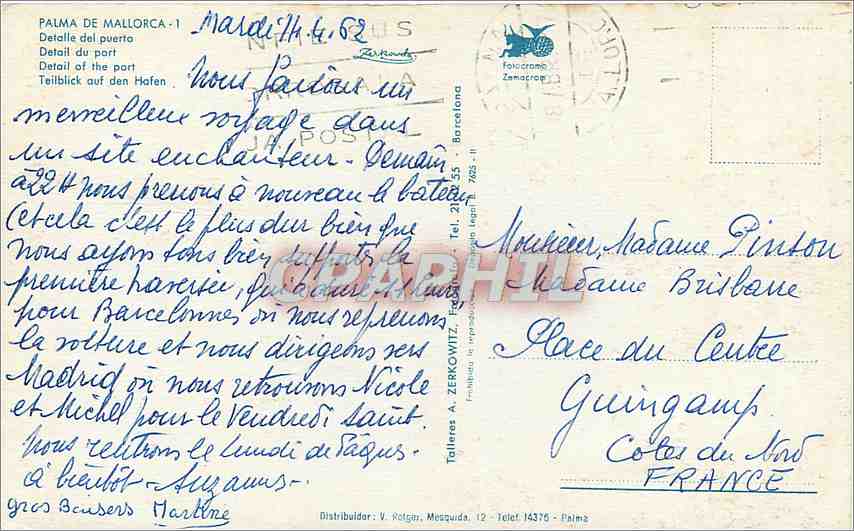 CPM Palma de Mallorca Detail de Port — Rückseite