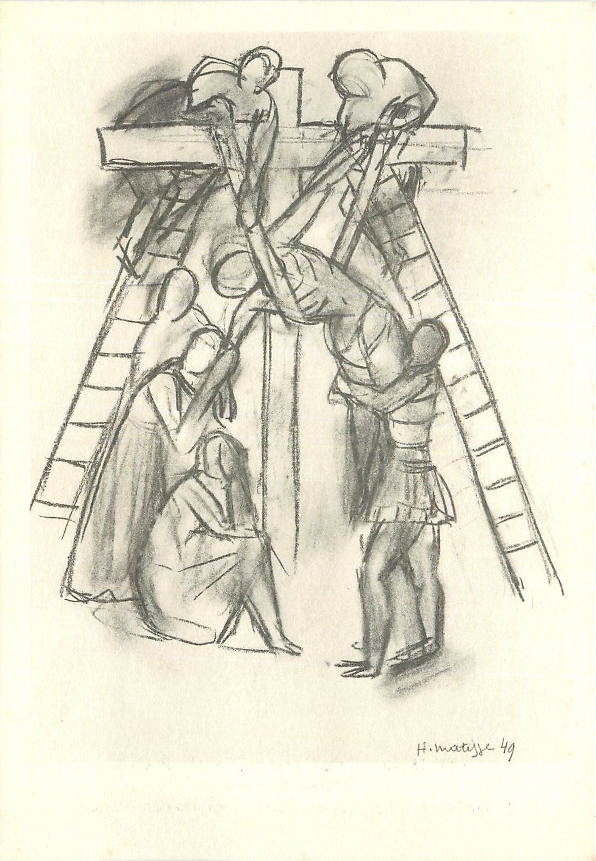 CPM Henri Matisse Etude pour la descente de croix chapelle de vence