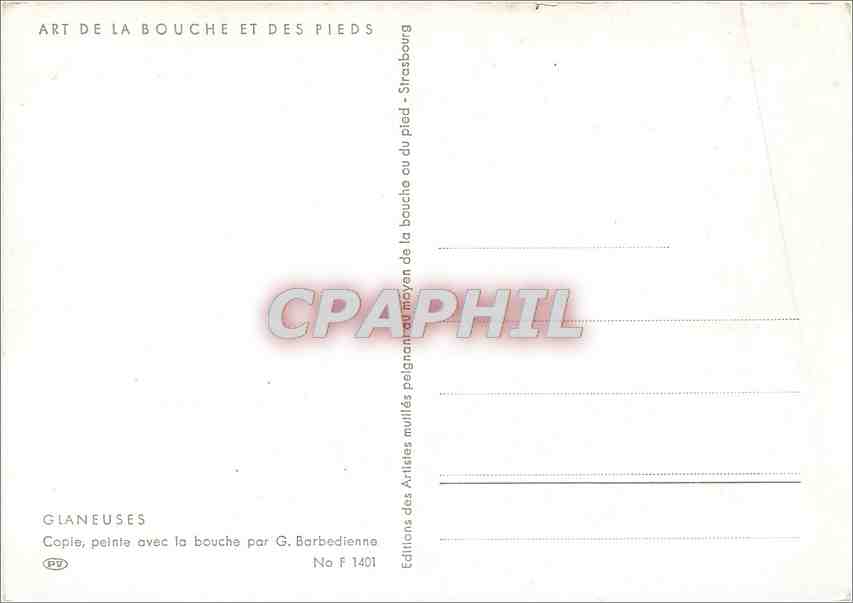 CPM Art de la Bouche et des Pieds — Verso