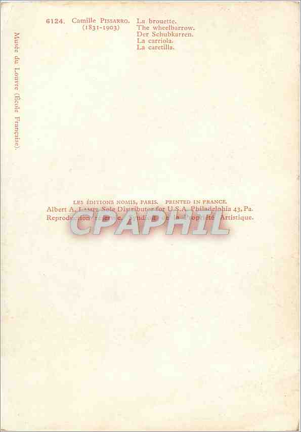 CPM Camille Pissarro La Brouette (1831 1903) — Verso