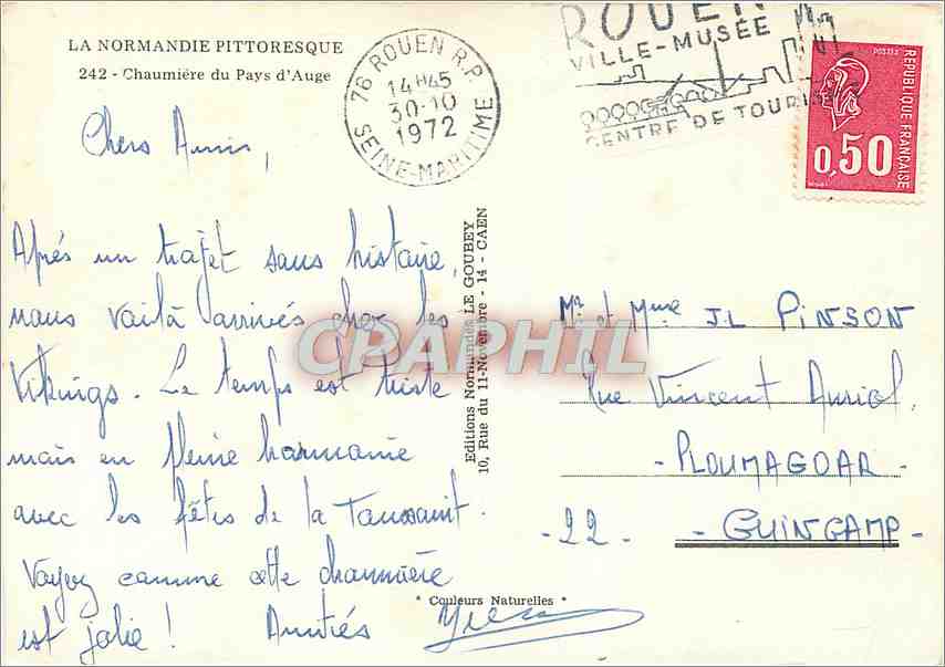Charmante chaumière normande — avec âne et charrette — Emy — Rückseite