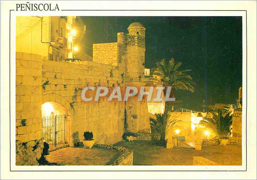 CPM Peniscola (Costa del Azahar) Detalle vista nocturna interior recinto