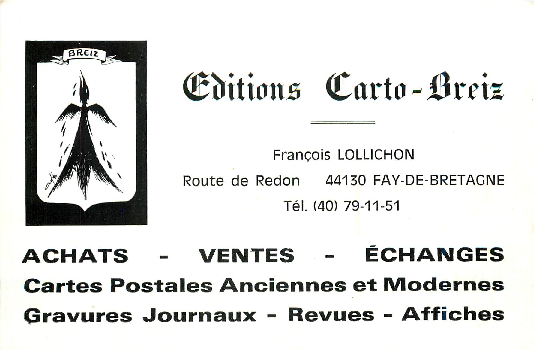 CPM Francois Lollichon Route de Redon fay de Bretagne Cartes Postales