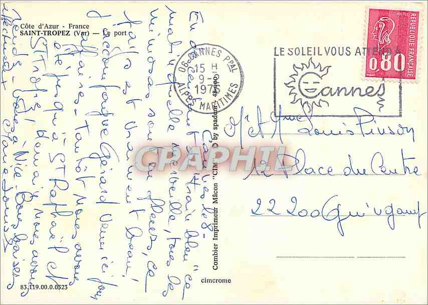 CPM Cote d'Azur France Saint Tropez (Var) Le Port Bateaux — Verso