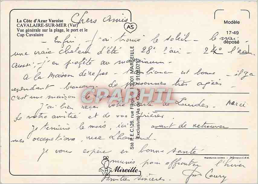 CPM La Cote d'Azur Varoise Cavalaire sur Mer (Var) Vue generale sur la plage le port et le cap caval — Verso