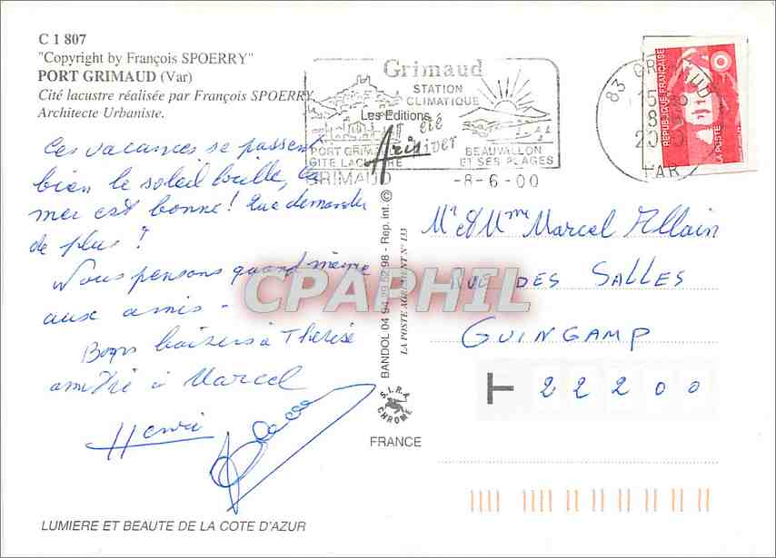 CPM Port Grimaud(Var) Cite lacustre realisee par Francois Spoerry — Rückseite