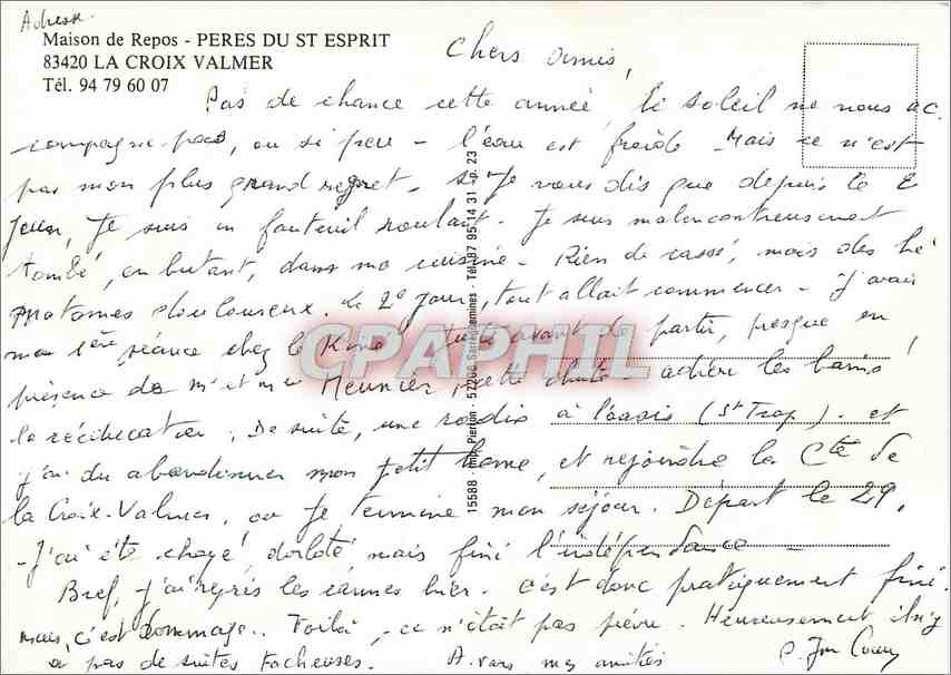 CPM Maison de Repos Peres du St Esprit la croix Valmer — Rückseite