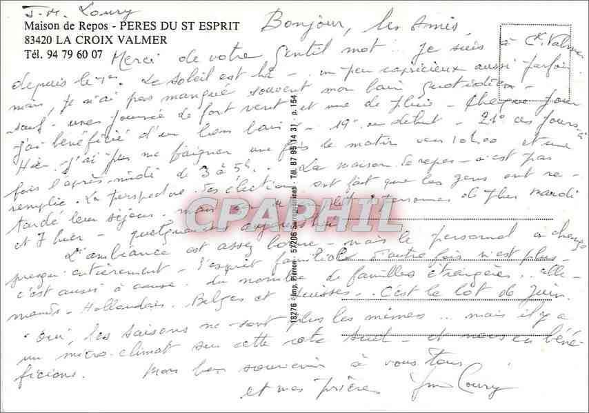 CPM Maison de Repos Peres du St Esprit La Croix Valmer — Rückseite