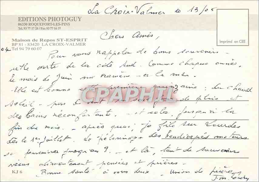 CPM La Croix Valmer Maison de Repos St Esprit — Back