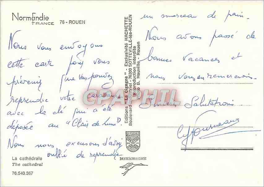 CPM Normandie France Rouen — Rückseite