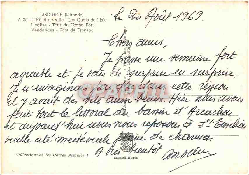 Libourne — vue panoramique — éditeur C.P.A.P.H.I.L. n° 14328K — Verso