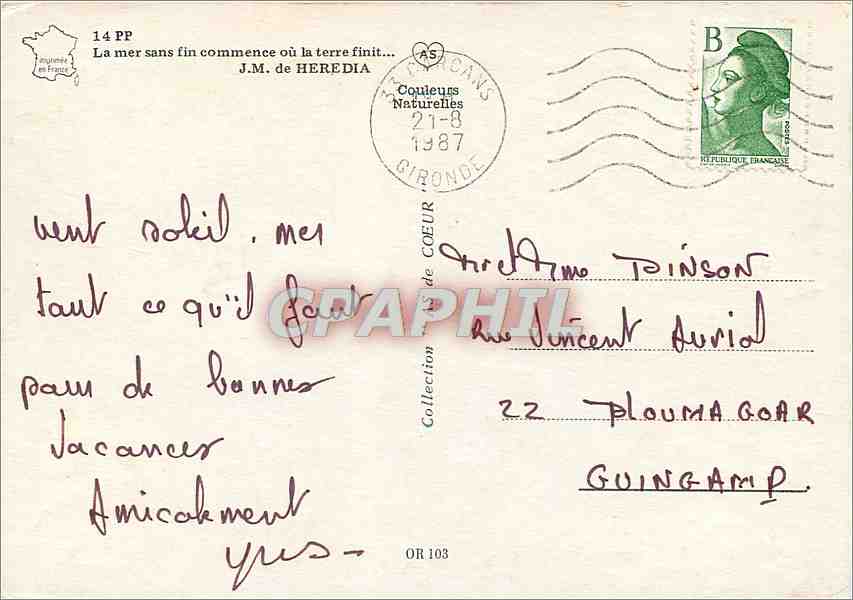 CPM La mer sans fin commence ou la terre fini — Rückseite